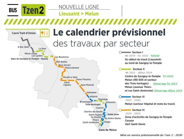 Tzen 2 - Trajet et Calendrier Prévisionnel